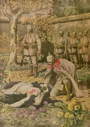De executie van Edith Cavell uit Le Petit Journal, november 1915