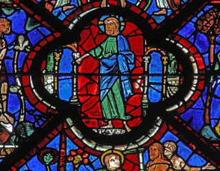 Het raam van de barmhartige Samaritaan: God spreekt het vonnis uit over de mensheid - en de Verlossing