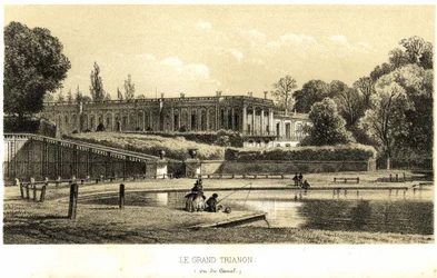 Het Grote Trianon, gezien vanaf het kanaal in Versailles in 1857