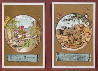 De leeuw en de mug, en de dieren ziek van de pest (uit 