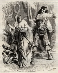 De Markies van Montespan, Louis Henri (Louis-Henri) de Pardaillan de Gondrin (1640-1691), sloeg zijn vrouw, de Markiezin van Montespan (Francoise Athenais) door Rochechouart Mortemart (of Madame de Montespan) (1640-1707), omdat zij hem weigerde op bevel va