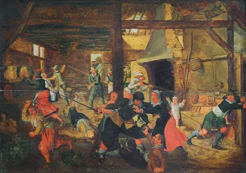 De plundering van een boerderij