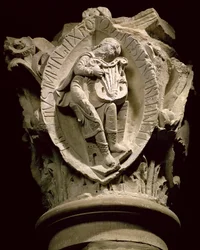 De Klanken van Muziek, zuilkapiteel uit de wandelgang van Cluny, ca. 1115