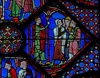 Het St. Jacobus raam: Almogenes (Hermogines) spreekt zijn adepten toe