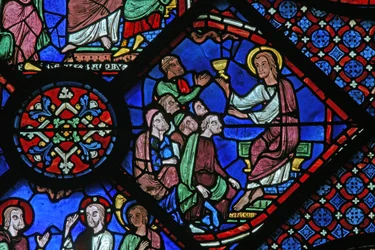 Het St. Jacobus raam: hij preekt in de synagoge