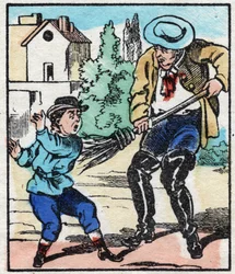 De veegmachine. Gravure in 