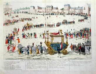 De overbrenging van de stoffelijke resten van Voltaire naar het Pantheon Parijs op 10 juli 1791