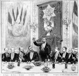 Het banket aangeboden door de Liga van Patriotten aan generaal Boulanger op 25 november