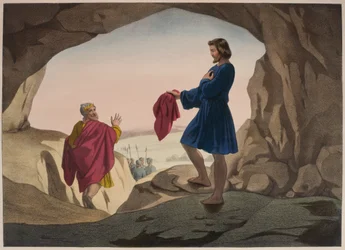 De met bloed bevlekte jas van Jozef, illustratie uit een catechismus L
