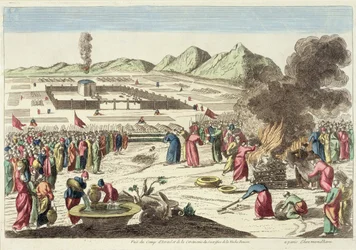 Het kamp van de Israëlieten en het offer van de rode koe