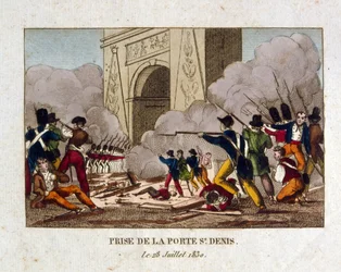 De verovering van de Poort van St Denis, Parijs, tijdens de Franse Revolutie van 1830