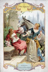 De ezel en het hondje (Fabel van La Fontaine) - Bon Marché reclame sticker