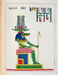 De god Sovk, illustratie uit Pantheon egyptien: collectie van mythologische personages uit het oude Egypte, door Jean-Francois Champollion