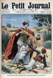 De helden van het kolonialisme (in Noord-Afrika) worden geëerd allegorische gravure 