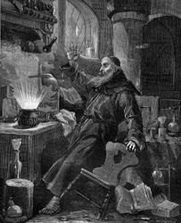 De uitvinding van buskruit door Berthold Schwarz in de 14e eeuw