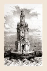 De originele 17e-eeuwse vuurtoren van Cordouan, nabij de monding van de Gironde in Frankrijk, uit 