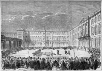 De fakkelcuree in de binnenplaats van het paleis van Compiegne, Oise (60).