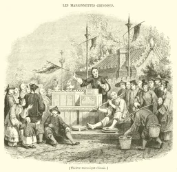 Chinees mechanisch theater (gravure)
