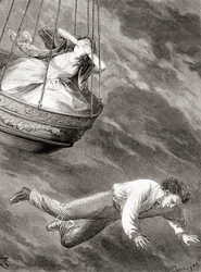Thomas Harris, inventieve Londense wetenschapper en luitenant en pionierende Engelse ballonvaarder die op 25 mei 1824 uit een luchtballon viel, uit 