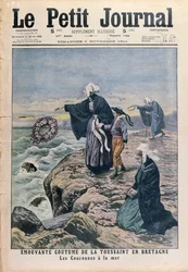 Kransen in de zee gooien op Allerheiligen in Bretagne, omslagillustratie uit Le Petit Journal, 5 november 1911