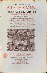 Titelpagina van Abbatis Karoli Magni Regis door Alcuin, gepubliceerd in 1617