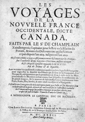 Titelpagina voor Les Voyages de la Nouvelle France... gepubliceerd in 1632