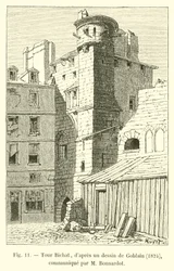 Bichat toren, naar een tekening van Goblain, 1824, meegedeeld door M. Bonnardot