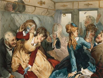 Trein van plezier, illustratie voor Madame Tellier