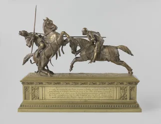 Twee vechtende ridders, bekend als 