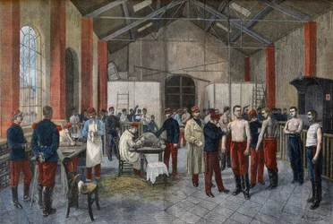 Vaccinatie van de rekruten in het regiment in Le Petit Journal van 29 november