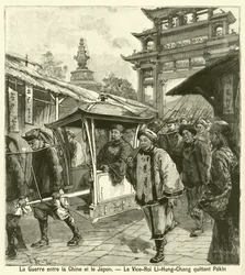 Onderkoning Li Hongzhang verlaat Peking tijdens de Eerste Chinees-Japanse Oorlog