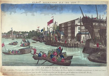 Uitzicht op New York, gegraveerd door Balthazar Frederic Leizelt