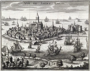Zicht op St Malo - Anonieme gravure