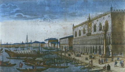 Uitzicht op het Hertogelijk Paleis en het Canal Grande, Venetië, Italië