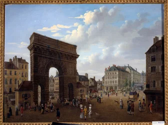 Zicht op de Porte Saint Martin in Parijs
