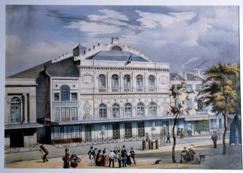 Zicht op het Théâtre de la Gaîté in Parijs
