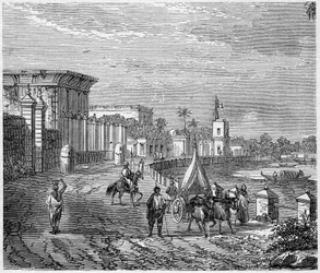Uitzicht op de stad Chandernagor, India