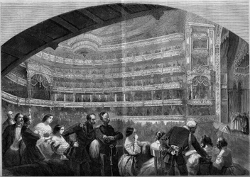 Zicht op de hal van het Keizerlijk Theater in Moskou, Rusland