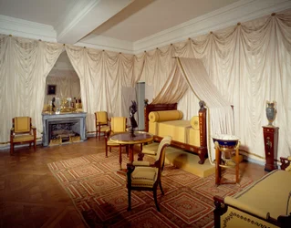 Zicht op de kamer van keizer Napoleon I (1769-1821) in het kasteel van Malmaison, in Rueil Malmaison