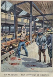 Uitzicht op de slachthuizen in Chicago, VS