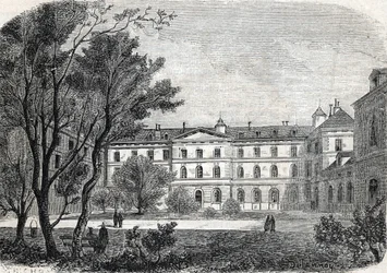Zicht op het Hôpital de la Pietie in Parijs