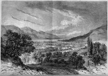 Zicht op de stad Aix les Bains (Aix-les-Bains), Savoie (73)