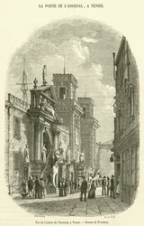Uitzicht op de ingang van het Arsenaal, in Venetië
