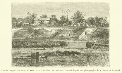 Uitzicht op het depot van Gabon in 1861, kolenpark