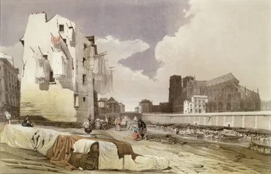 Wasvrouwen bij de Lavoirs aan de Quai Montebello, c.1840