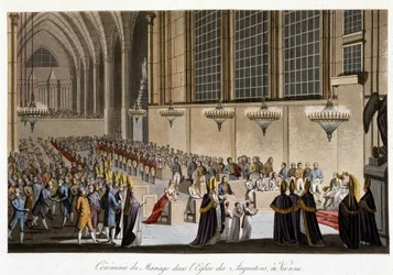 Huwelijksceremonie (Napoleon & Marie Louise van Habsburg) in de Kerk van de Augustijnen in Wenen, 2 april