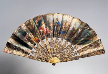 Bruidswaaier met afbeelding van David die zijn kroon overhandigt aan Bathseba, Louis XVI stijl ribben