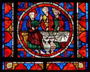 Ruit w109 met een scène uit het leven van St. Maria Magdalena - bij de maaltijd bij Simon