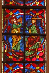 Een scène uit de legende van St. Johannes: de heilige drinkt de vergiftigde beker