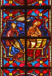 Een scène uit de legende van St. Johannes: de heilige wordt in kokende olie gedompeld